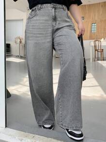 Dazy Plus Quần Jeans Boyfriend Rộng Rãi Vừa Vặn, Cỡ Lớn, Quần Jeans Rộng Thùng Thình - Màu Xám nhạt - Xem 8