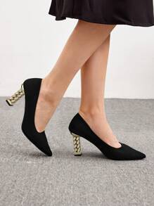 CUCCOO BIZCHIC 女士鞋时尚百搭尖头雕塑感黑色高跟鞋度假鞋夏季促销优雅高跟鞋返校鞋大学生鞋优雅基础款商务休闲商务时尚圣诞节秋季新年假期 - 黑色 - 查看 6