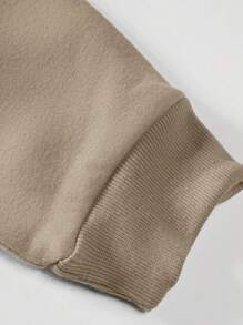 RueChic Men's Round Neck Sweatshirt With Hand Print Outline Design - Camel - View 4