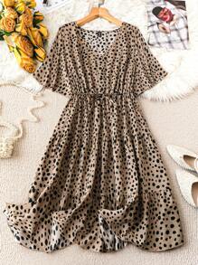SHEIN LUNE Vestido de verano informal de talla grande con estampado allover - Multicolor - Ver 1