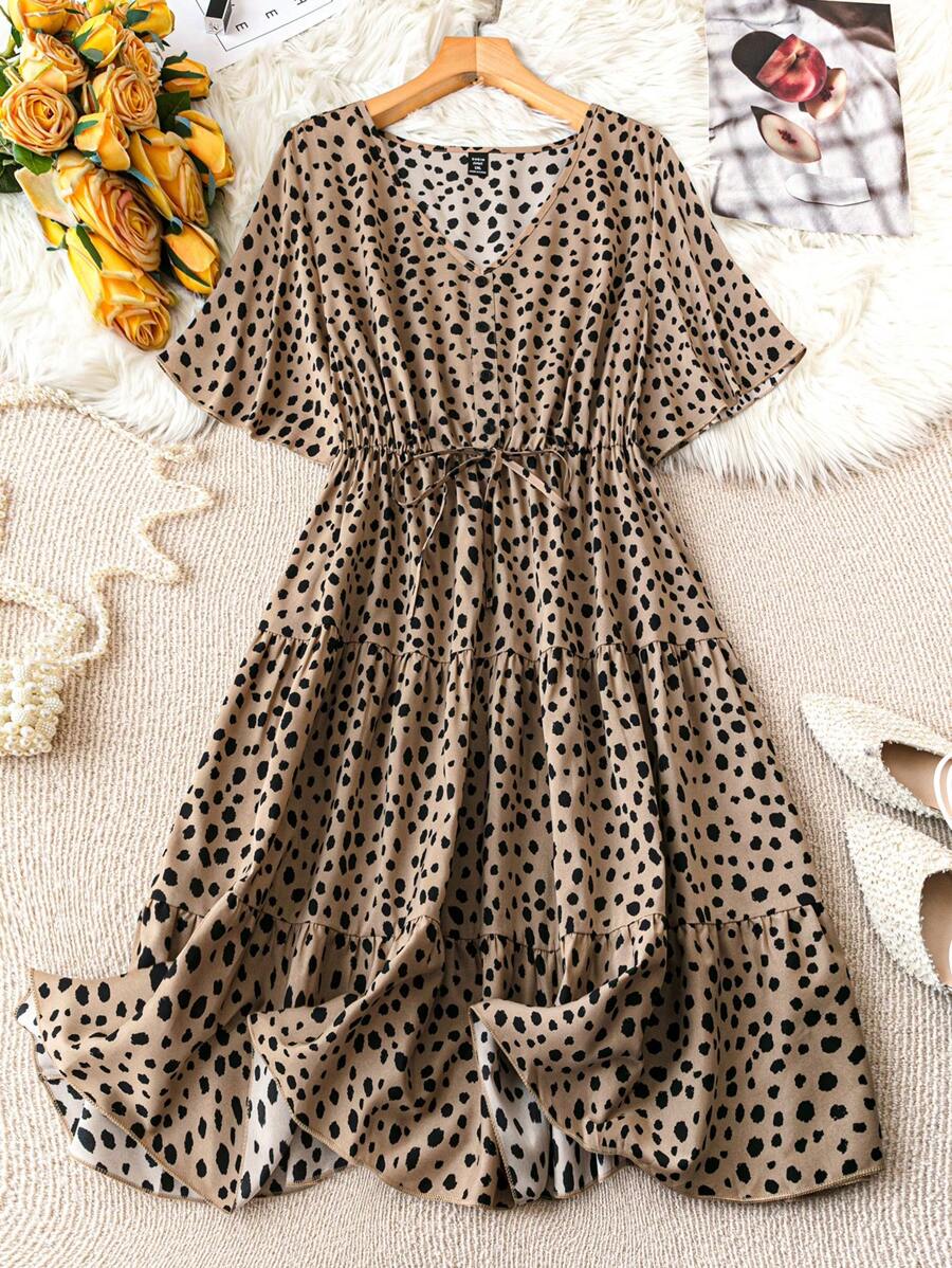 SHEIN LUNE Vestido de verano informal de talla grande con estampado allover - Multicolor - Ver 1