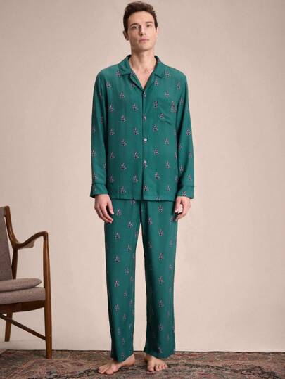 EverLounge 男士狗狗全身印花长袖睡衣套装