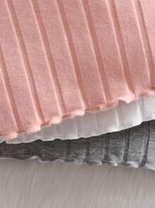 SHEIN 3pcs/Set Baby Girl Casual Cute Simple Knitted Elastic Solid Ruffled Long Sleeve Top Set - Multicolor - View 7