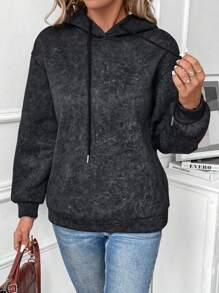 SHEIN LUNE Women Casual Snowflake Printed Hoodie Sweatshirt