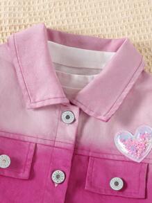 SHEIN Chaqueta de mezclilla degradada de moda para niñas bebé - Rosa - Ver 6