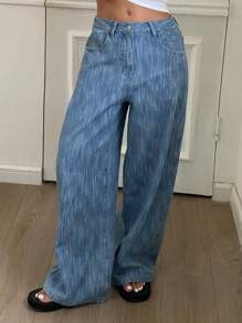 DAZY Women's Distressed Wide Leg Jeans,Baggy Jeans - Light Wash - View 3