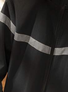 Tween Boy Autumn High Collar Reflective Strap Jacket - Black - View 3