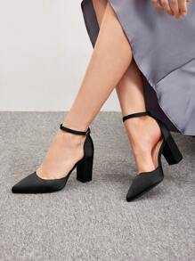 CUCCOO BIZCHIC 女士鞋 简约踝带高跟鞋，细高跟黑色迷人缎面高跟鞋 适合夏季毕业高跟鞋 舞会高跟鞋 度假鞋 夏季促销 返校鞋 大学生鞋 优雅基础款 商务休闲 商务别致 圣诞派对 秋季 新年 假期 - 黑色 - 查看 6
