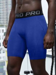 Manfinity Fitness Boyfriend Style Men Letter Jacquard Short Sports Leggings