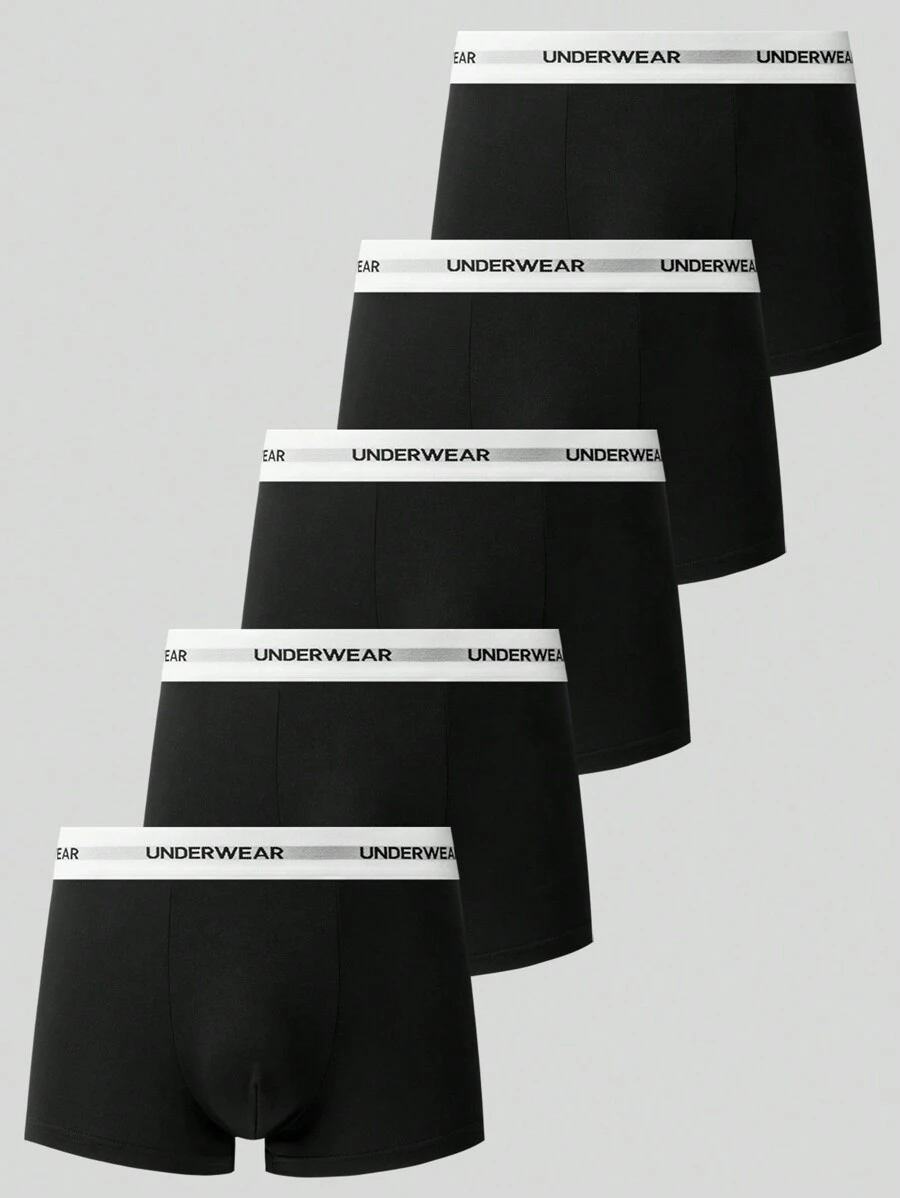 Snug Zone 5pcs/Pack Men's Casual Letter Elastic Waistband Briefs - Multicolor - View 1