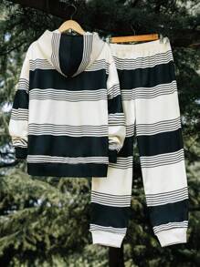 SHEIN 2 stuks/set casual losse warme hoodie en joggingbroek voor tienerjongens, gamerprint, thermisch gevoerd, geschikt voor herfst/winter, school, buiten, sport