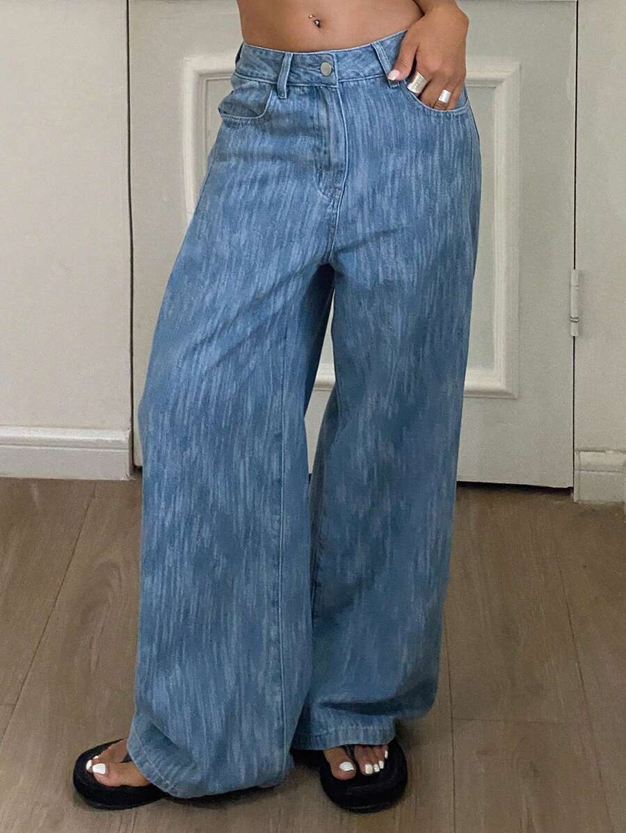 DAZY Women's Distressed Wide Leg Jeans,Baggy Jeans - Light Wash - View 1