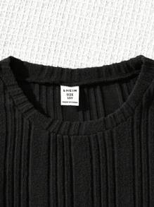 SHEIN Leap Crew 3pcs Tween Girls Basic Casual Solid Color Crew Neck Long Sleeve Knit Top Set - Multicolor - View 5