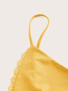 Slaydiva 性感优雅的吊带修身玫红色长款低胸蕾丝边连衣裙，女士优雅露背设计，撞色蕾丝无袖吊带修身长款黄色纯色吊带连衣裙，春夏派对/夜店装扮，女士夏季连衣裙，女士粉彩色连衣裙 - 黃色 - 查看 7