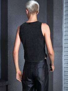 Manfinity UZERO Men's Knitted Printed Casual Short Tank Top With Street Style, Summer Halloween