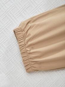 Teen Girl 3pcs Casual Fashion College Style Vacation Streetwear Crew Neck Crop Top, Camisole And Cargo Pants Set, Autumn Clothes