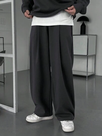 DAZY 男士纯色拉链休闲套头衫和运动裤套装，宽松版型，秋季返校季服装，舒适休闲装，四分之一拉链