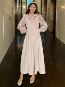 Dazy X KIMYOUJUNG Collection Váy xòe không tay xếp ly đơn giản cho nữ - trắng - Xem 7