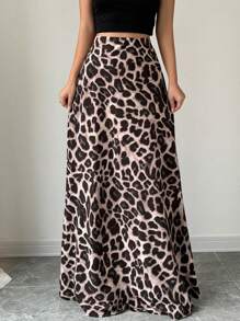 Selianne Women's Leopard Print Simple Daily Wear Skirt Maxi Women Outfit Fall Cloth For Women - Brown - View 3