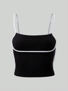 SHEIN LUNE LUNE 3pcs Women's Summer Camisole Top Set With Contrast Color Trim, Cropped, Fashionable Design