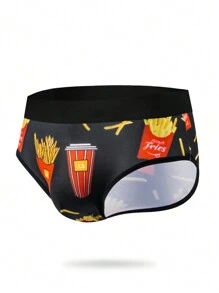 Manfinity Calzoncillos sencillos de hombre con estampado de patatas fritas a la francesa