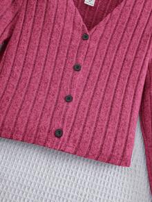 Bộ 2 chiếc áo len đan và váy trơn thường ngày dành cho nữ Tween - Màu Hồng Tươi - Xem 4