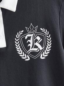 Manfinity EZcore Chemise polo à manches courtes imprimée de lettres pour homme, été