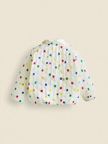 SHEIN Leap Crew Young Girls Quilted Plaid Print Casual Padded Coat, Suitable For Autumn And Winter - Beige - View 6