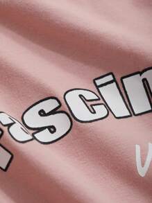 DAZY 女士春秋季休闲字母印花短款 T 恤长袖女上衣