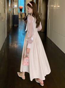 Dazy X KIMYOUJUNG Collection Váy xòe không tay xếp ly đơn giản cho nữ - trắng - Xem 3