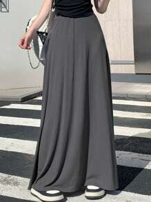 DAZY Women Gray Extra Long Relaxed A-Line Skirt Fall Skirts - Grey - View 4