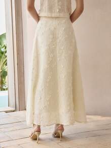 MOTF PREMIUM 3D 贴花细节喇叭长裙，女式裙子