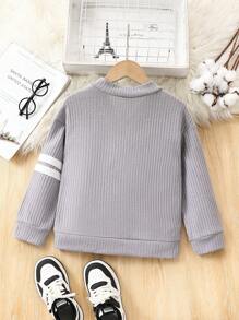 年轻男孩绅士风格毛绒开衫，温暖百搭，适合秋季、春季、冬季、空调房、居家、玩耍和上学，适合 4-7 岁的男孩 - 灰色 - 查看 2