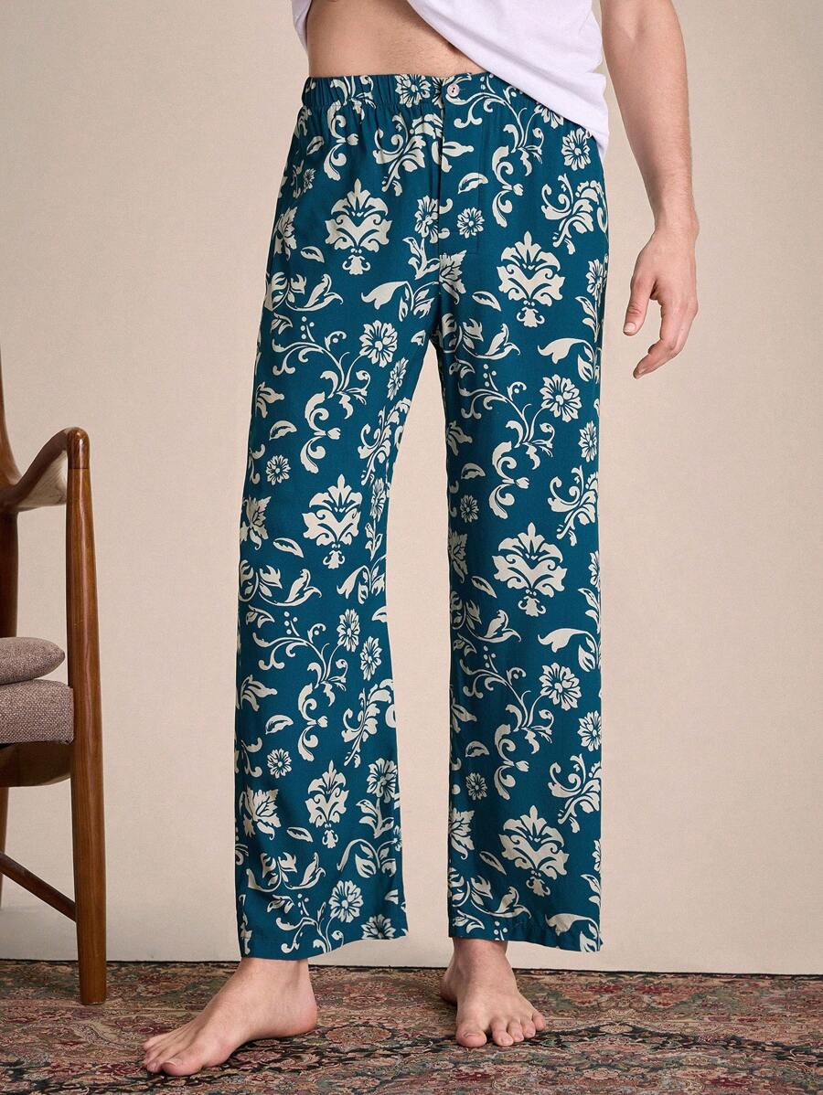 EverLounge Men's Floral Print Straight Loose Pajama Pants - Multicolor - View 1