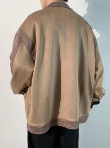 Claim Dot Men's Solid Color Simple Casual Long Sleeve Shacket - Multicolor - View 2