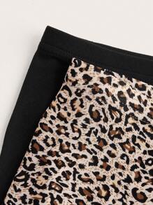SHEIN EZwear 2 件套豹纹休闲弹力七分紧身裤/女士裤子，夏季豹纹短裤动物印花短裤猎豹印花短裤 2 件短裤套装女式女士短裤套装适合外出 - 彩色 - 查看 6