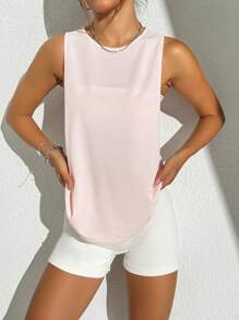 Sovereign Charm 字母图案插肩袖运动 T 恤健身上衣健身背心 - 粉色 - 查看 5