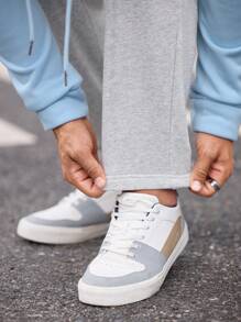 Manfinity VCAY Pantalón de chándal recto de ajuste casual con cordón para hombres, adecuado para otoño e invierno