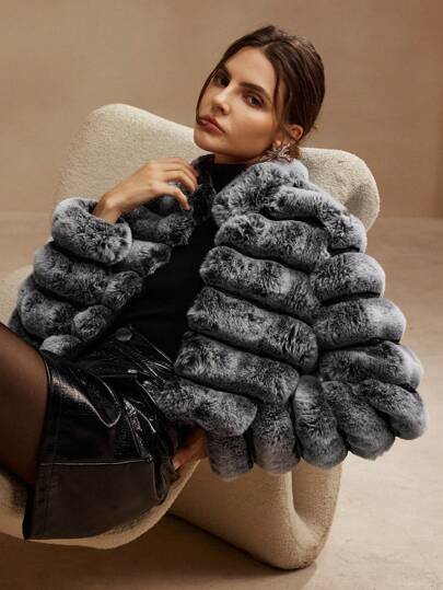 SHEIN Anewsta ファージャケット Anewsta outerwear | Fashion Anewsta outerwear | SHEIN USA