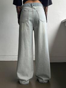 DAZY Women Straight Leg Washed Denim Jeans - Medium Wash - View 5