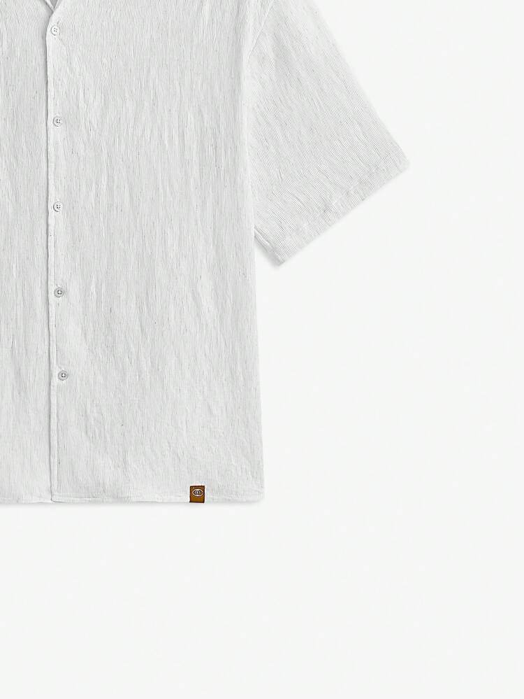 Men's Slim Fit Mandarin Collar Short Sleeve Casual Shirt, Summer