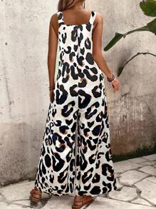 SHEIN LUNE Bộ áo liền quần không tay họa tiết da báo dành cho nữ, trang phục thường ngày - Nhiều màu - Xem 2