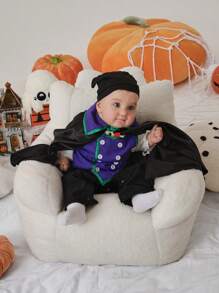 SHEIN 3 piezas/set Disfraz retro de vampiro de Halloween para bebé niño, traje para fiesta, otoño/invierno - Multicolor - Ver 1