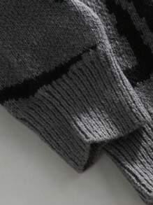 Manfinity LEGND Męski sweter z asymetrycznym wzorem w linie, luźny, swobodny, dzianinowy, jesienno-zimowy, z długim rękawem