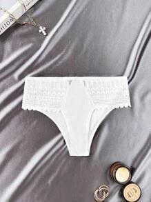 3pcs/Pack Women Solid Color Contrast Lace Briefs - Multicolor - View 6