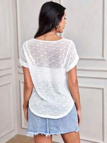 SHEIN LUNE Camiseta holgada de lino para mujer con mangas murciélago casuales
