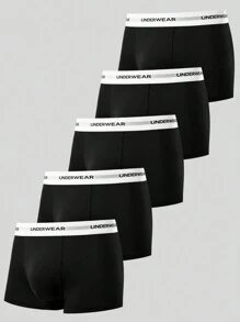 Snug Zone 5pcs/Pack Men's Casual Letter Elastic Waistband Briefs - Multicolor - View 3