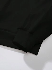 SHEIN LUNE Women's Oversized Drop Shoulder Quiet Reading Skull Graphic Sweatshirt - Black - View 5