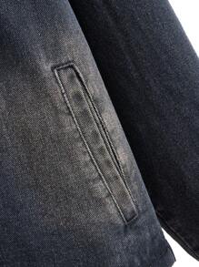 Chillumni Jaket Motor Denim Hitam Model Longgar dengan Efek Usang untuk Pria Ukuran Besar - Hitam - View 5