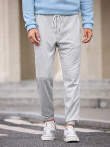 Manfinity VCAY Pantalón de chándal recto de ajuste casual con cordón para hombres, adecuado para otoño e invierno
